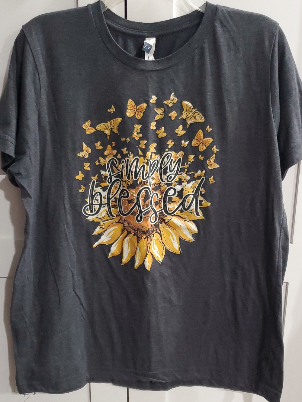 Simply Blessed Sunflower Graphic Tee - Charcoal Black